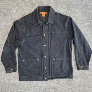 VTG Sean John Denim Jean Jacket Mens Size Medium Black Button Front Y2K Hip Hop